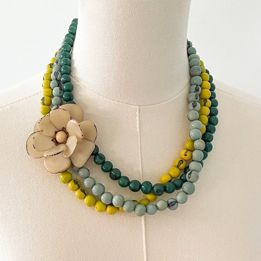 TAGUA FLOWER Acai Necklace Handmade Tagua colorful unique statement jewelry boho